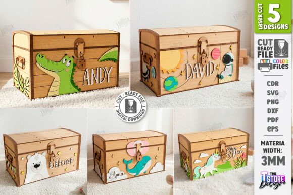 Download Wooden Kids Treasure Chest Laser Cut Set - Premium Resources